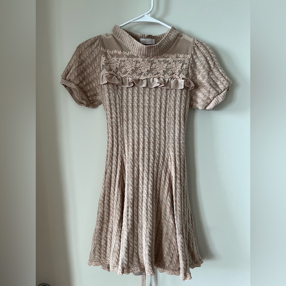 Liz Lisa Cream Beige Mock Neck Mini Dress Tunic Kawaii Japan Gyaru Jfashion